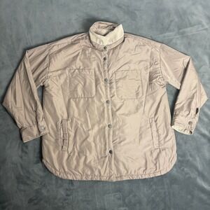 Weekends Everyday Womens L Taupe Barn Jacket Corduroy Chore Collar Utility Field